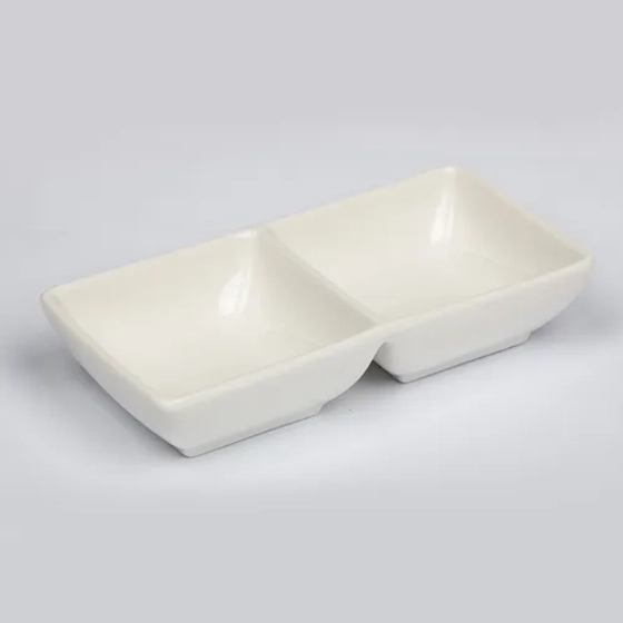 Соусник 70*70 мл двойной 14*7 см h3 см прямоуг. белый фарфор P.L. Proff Cuisine [6]