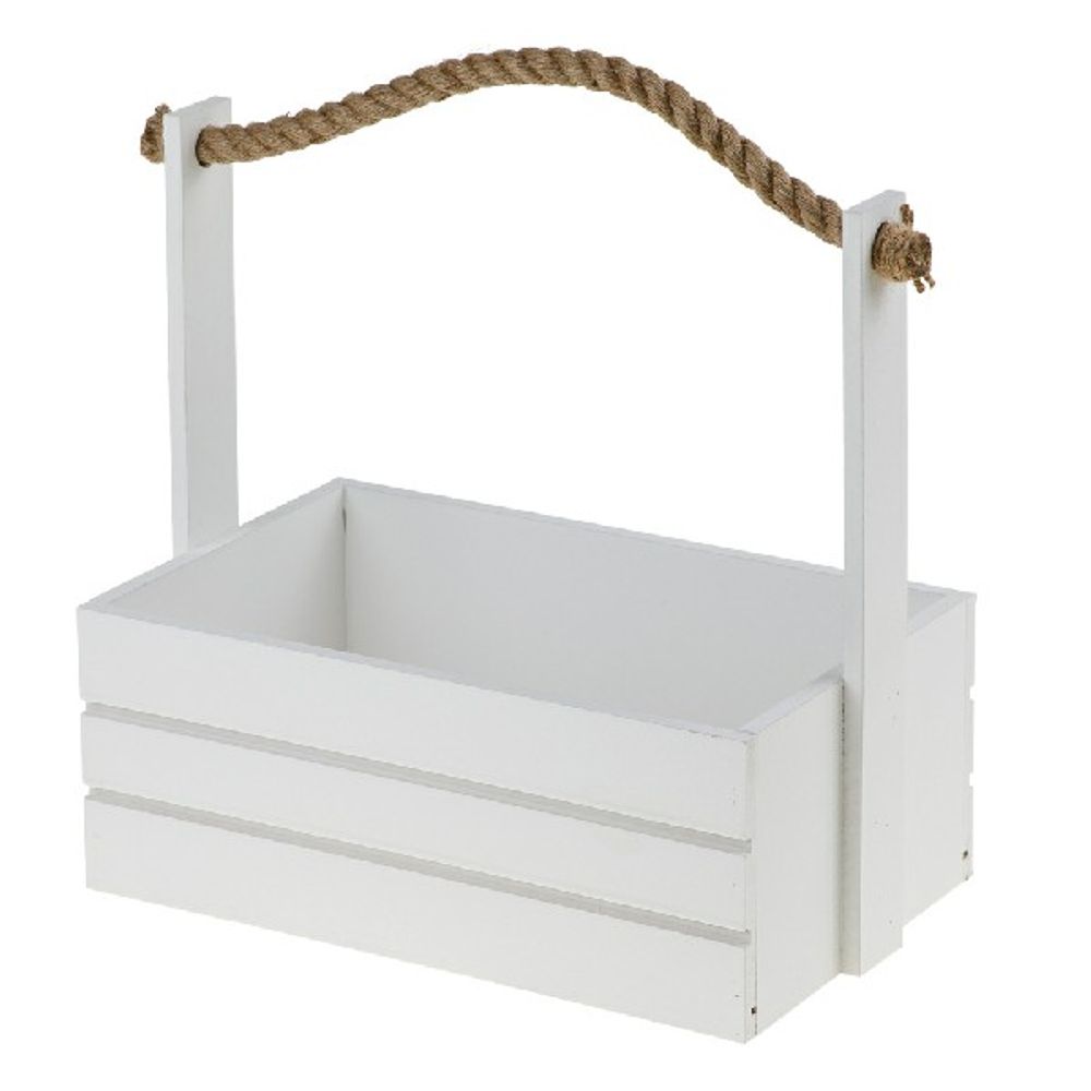 Ящик (дерево) 30x19xH29см с ручкой (Белый)