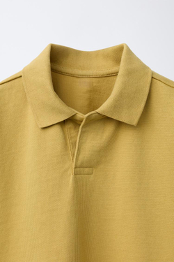 ZARA ОДНОТОННОЕ ПОЛО ИЗ ФЕЛЬПЫ, ФИСТАШКОВЫЙ