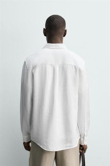 ZARA РУБАШКА ИЗ 100% ЛЬНА, БЕЛЫЙ