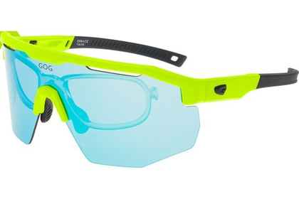 Спортивные очки с диоптриями GOG Argo / Matt Neon Green-Black / White-Blue Lens