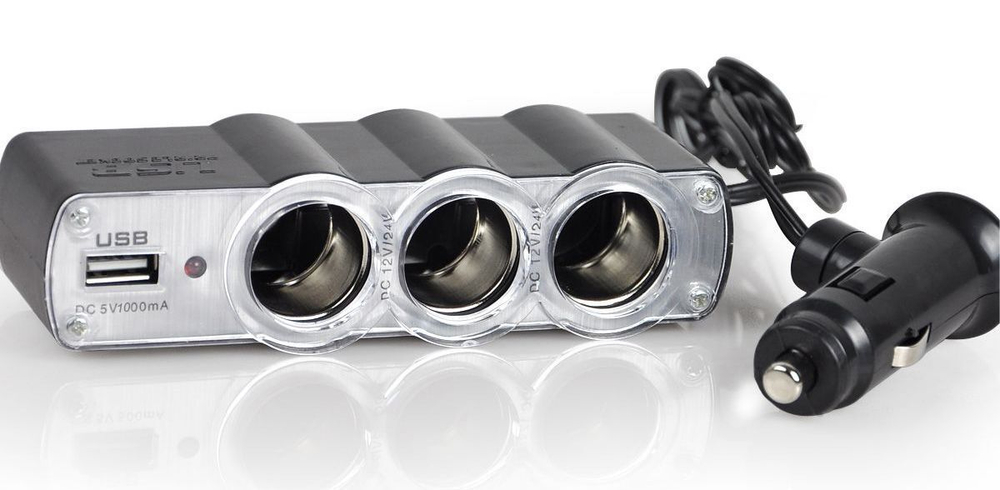 Автоприкуриватель WF-0120 на 3 гнезда+USB