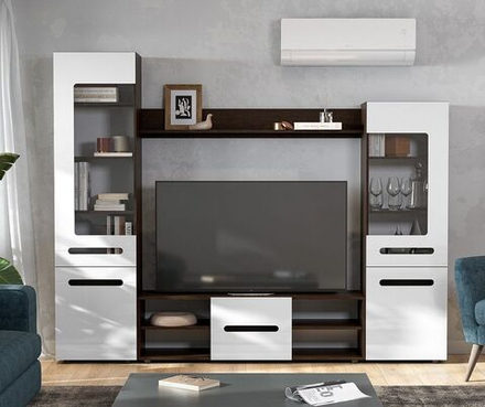 Гостиная 2,4 м, Венге/Белый глянец МГ3