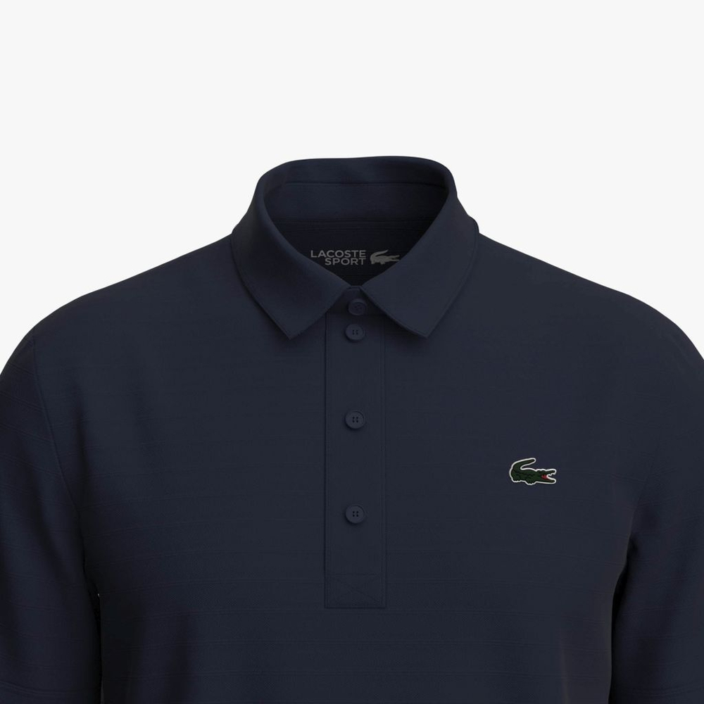 Мужское теннисное поло Lacoste Men's SPORT Textured Breathable Golf Polo Shirt - navy blue
