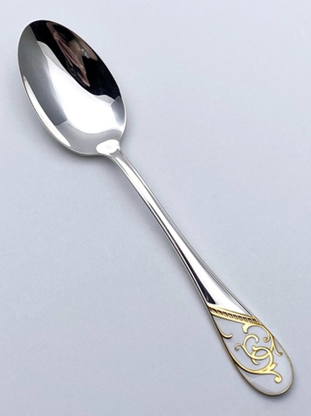 Ложка из серебра/Эмаль,чернение,Позолота