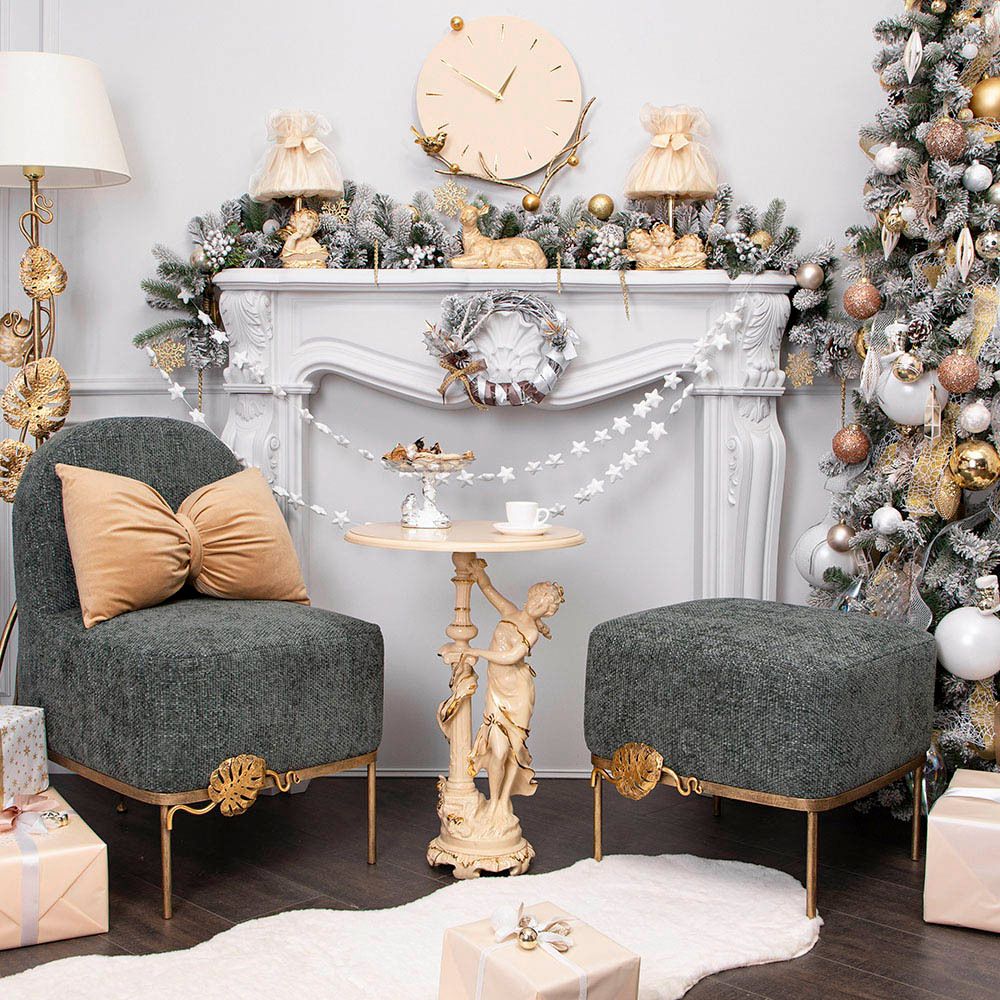 Банкетка Monstera Deliciosa (Монстера) Квадро Лазурный Амбер