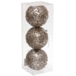 Новогодние шары «GLAME - Искра» 8 см (набор 3 шт), Шампань