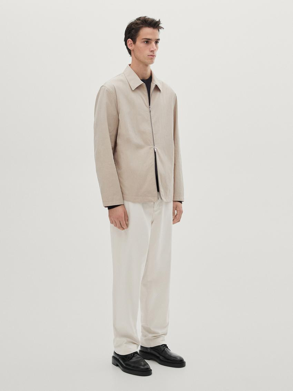 Massimo Dutti Куртка из твила с застежкой-молнией, дымчатый