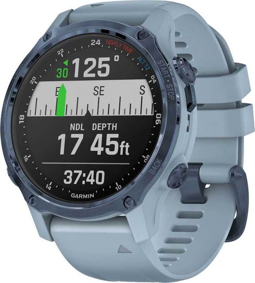 Умные часы - дайвинг компьютер Garmin Descent MK2s голубой корпус c силиконовым ремешком цвета морской пены