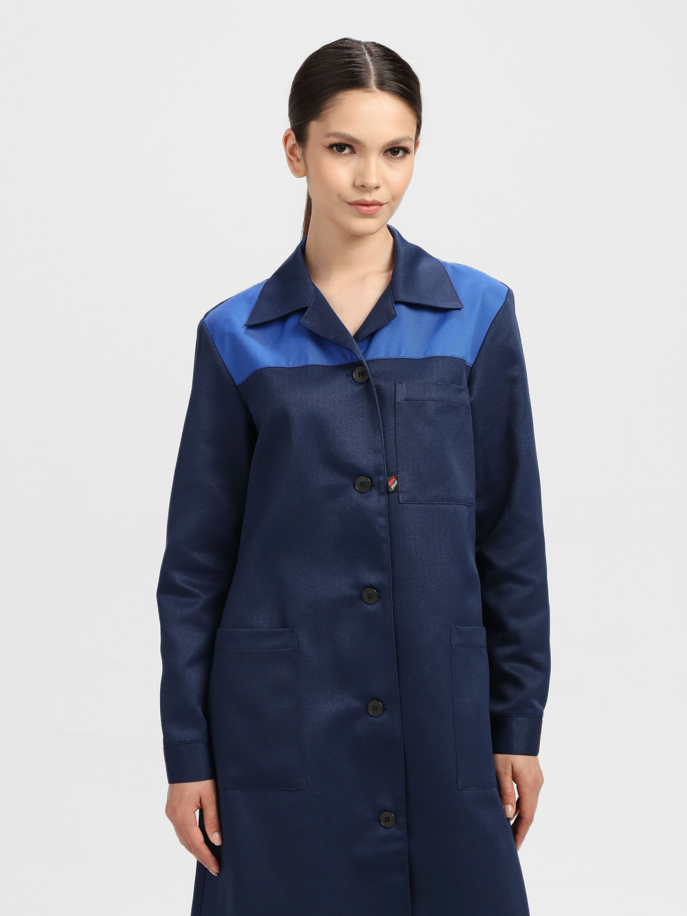 Халат женский Лигор (тк.Смесовая,210), т.синий/васильковый