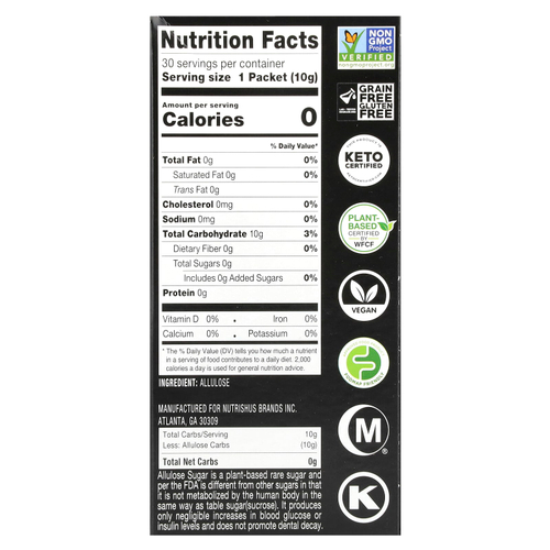 RxSugar, Аллулоза, 30 пакетиков по 10 г (0,35 унции)