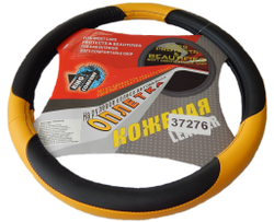 Чехол руля кожа 9731 blk/yel-М (10000240) KING 9731 blk/yel-М