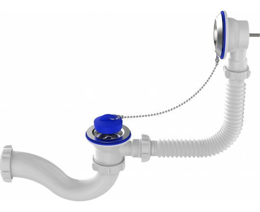 Сифон для ванны Aquant с выпуском и переливом с металлической решеткой, 1 1/2х40 дюймов (E110-V110)