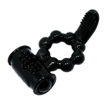 Чёрное эрекционное кольцо 4см с вибростимуляцией клитора Baile Sweet Ring BI-014075-1