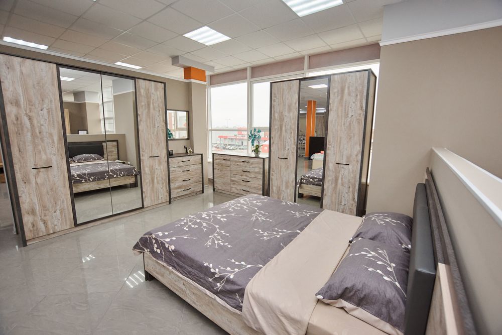 Коллекция Клео Шкаф 4х ст. Дуб Юкон/Ателье темное (Набор)