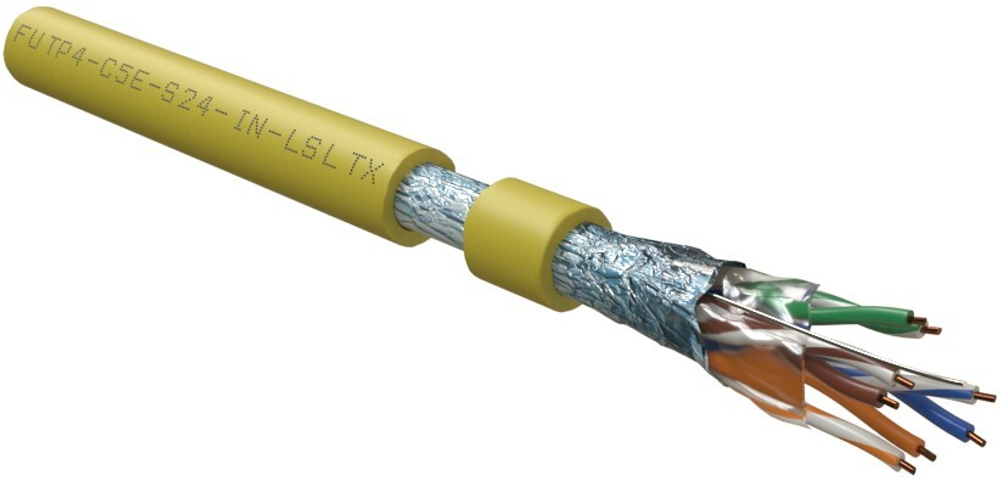 Кабель витая пара F/UTP 5e кат. 4 пары Hyperline FUTP4-C5E-S24-IN-LSLTX-YL-305