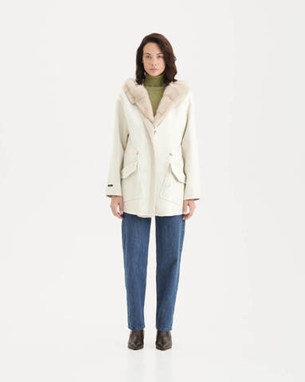 Парка из шерсти и кашемира с отделкой из меха норки