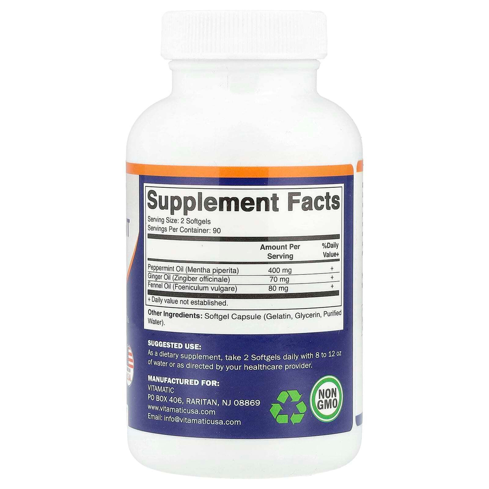 Vitamatic, Масло перечной мяты, 180 капсул