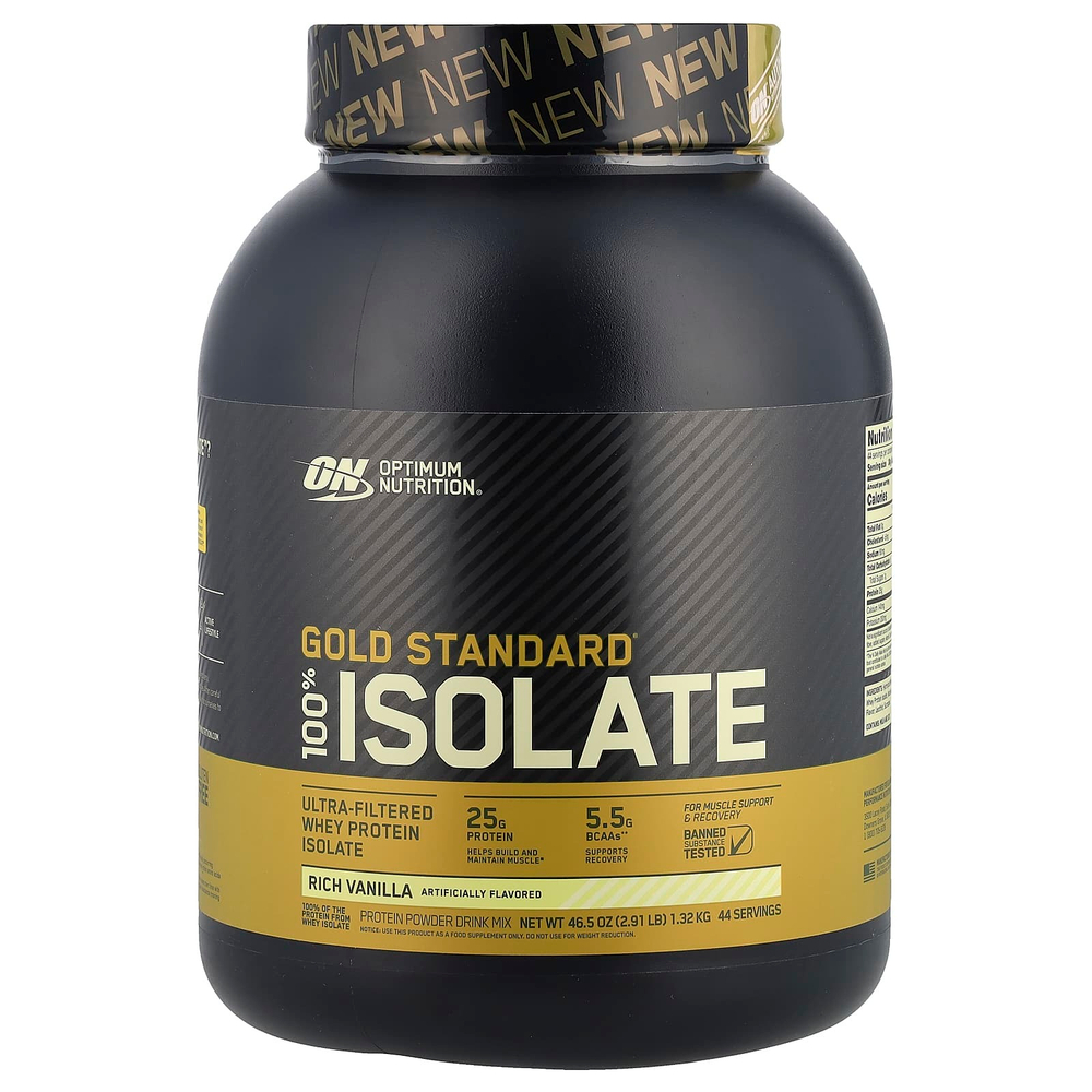 Optimum Nutrition, Gold Standard, 100% изолят, со вкусом ванили, 1,32 кг (2,91 фунта)