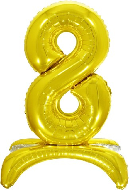 Шар (32''/81 см) Цифра, 8 на подставке, Золото