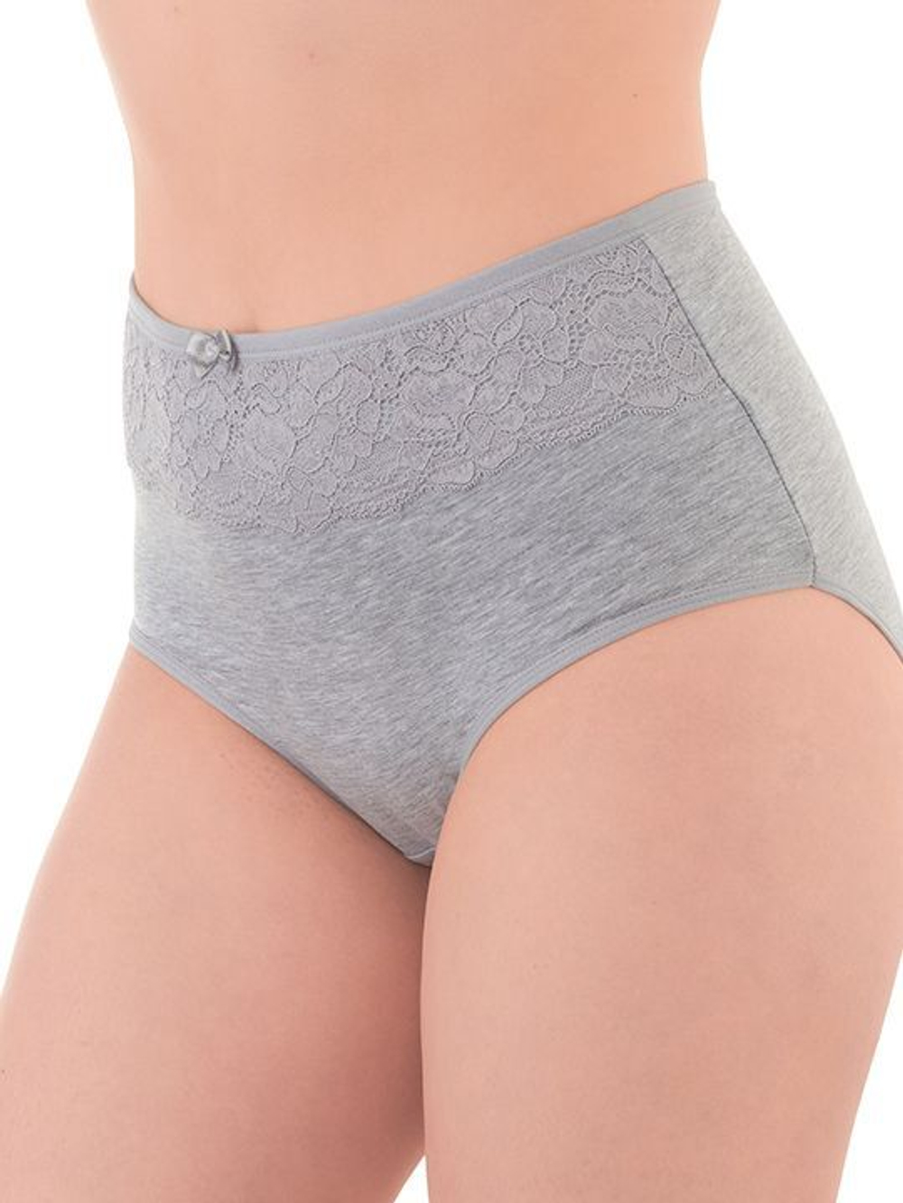 Трусы-макси с кружевом на поясе (Размер: 4X) (Цвет: серый)