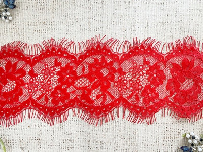Кружево Французское, ш. 10,5 см, красный