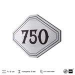 Номерок на дверь квартиры 750, для кабинета, офиса, шильдик 9 х 7 см, серебристый, Айдентика Технолоджи
