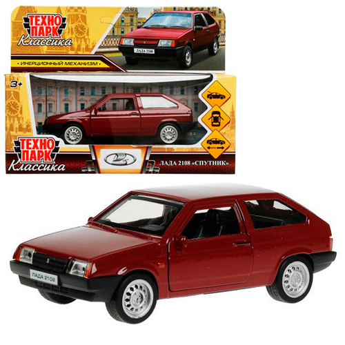 Модель LADA-2108 "СПУТНИК" 12 см, открываются двери, багажник, вишневый