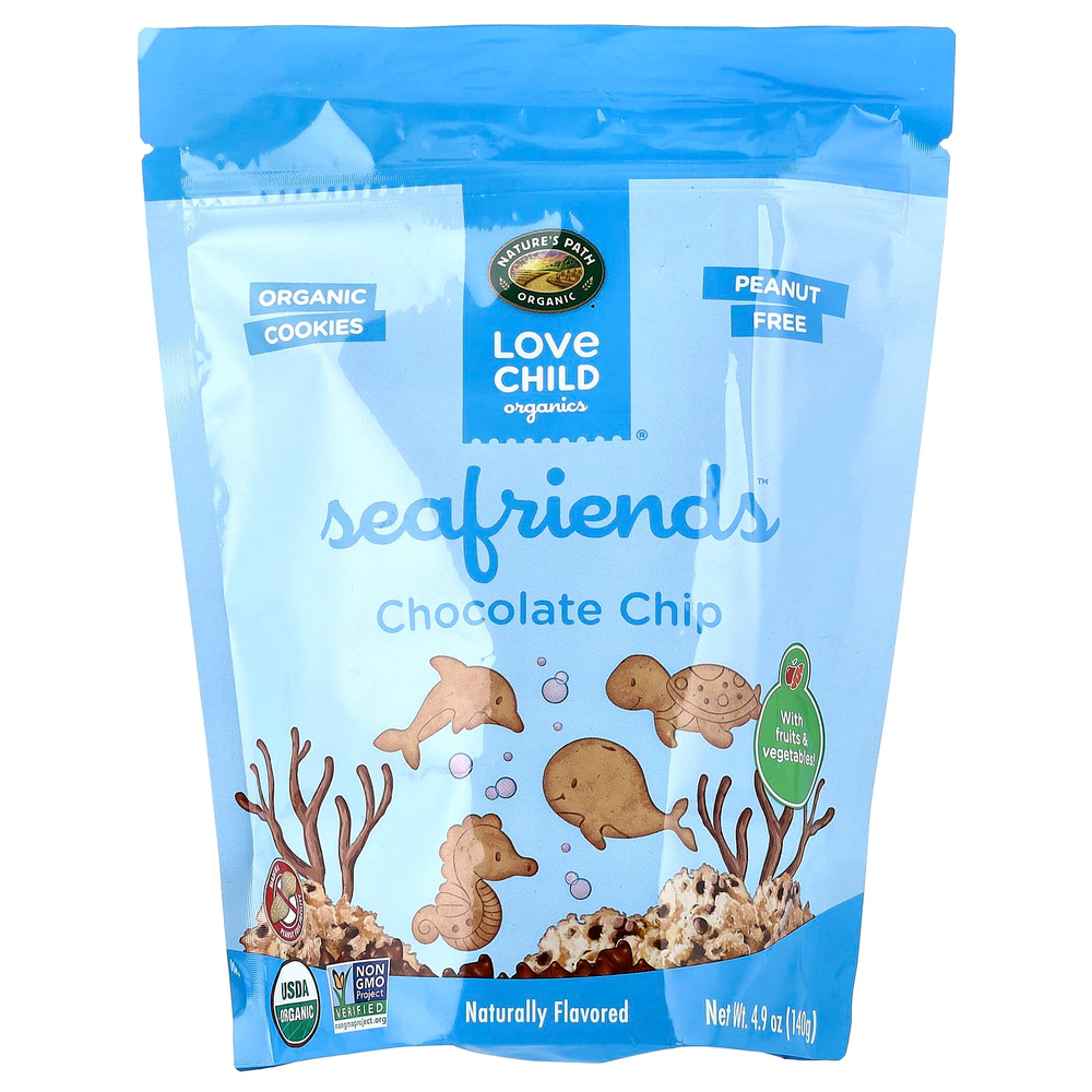 Love Child Organics, Nature's Path, Sea Friends™, печенье с шоколадной крошкой, 140 г (4,9 унции)