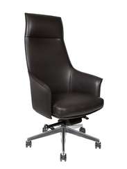 Кресло офисное  Бордо  черная кожа  алюминиевая крестовина