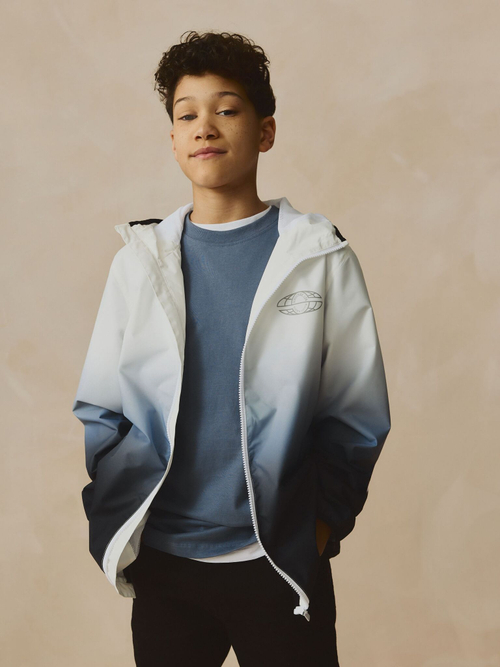 Куртка непромокаемая с капюшоном для мальчика Next E82-308, Белый, Черный