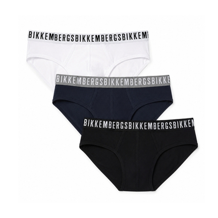 Набор мужских трусов брифов 3в1 (белые, черные, темно-синие) Bikkembergs CLASSIC BKK1USP02TR