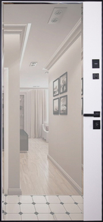 Стальная дверь "Сапсан" с зеркалом (адаптивная замковая часть)