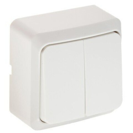 Выключатель 2-клавишный 10А белый