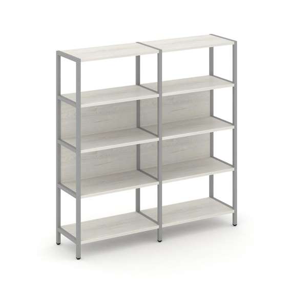 Shelf System Двухсекционный стеллаж четырехярусный SN.STM-421 Дуб Наварра/Металл Серый 1590*400*1613
