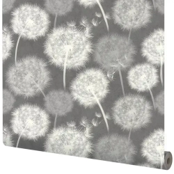 Обои флизелиновые с принтом Растения, графитовые, 10.05 х 1.06 м, практичный