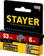 STAYER тип 53 (A/10/JT21) 6 мм, 1000 шт, калибр 23GA, скобы для степлера (3159-06)