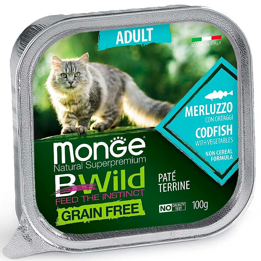 Monge Cat Bwild 100 г (треска с овощами) - беззерновые консервы для взрослых кошек