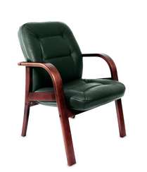 Кресло для посетителей Victoria D зеленая кожа