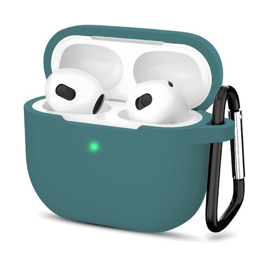 Чехол силиконовый Gurdini Silicone Case с карабином для AirPods 4 Зеленый