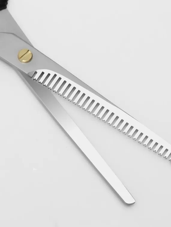 Ножницы филировочные с упором, лезвие — 7 см, цвет чёрный