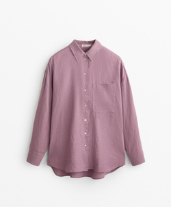 Oysho Рубашка свободного кроя из 100% льна, лиловый