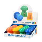 Точилка с ластиком Basir, одинарная, с контейнером, серия "Гриб", 4 цвета корпуса, с крышкой, 6*4.5 см