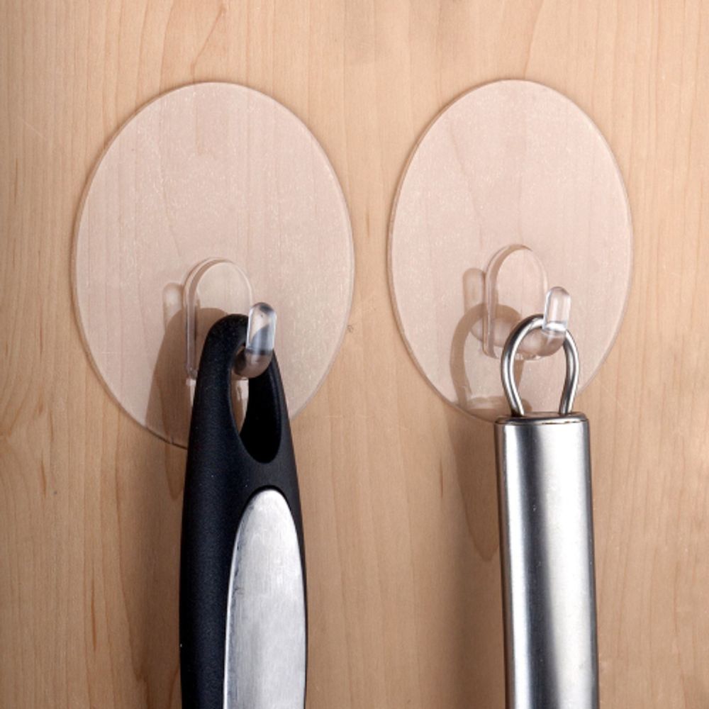 Крючки СИЛА SH68-R2TR-24 на силиконовом креплении D6,8 см прозрачные 2 шт. нагрузка до 1,5 кг | Сила