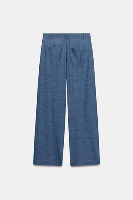 ZARA БРЮКИ С ШИРОКИМИ ШТАНИНАМИ И ЗАПАХОМ НА ТАЛИИ, СИНИЙ