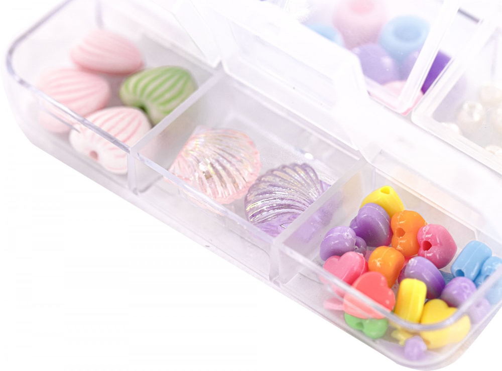 Набор для создания украшений-бусины Alingar, 75х50х10 мм, "Smile", 6 видов бусин, пластик. пенал органайзер