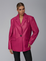 Женский кожаный пиджак цвета фуксия