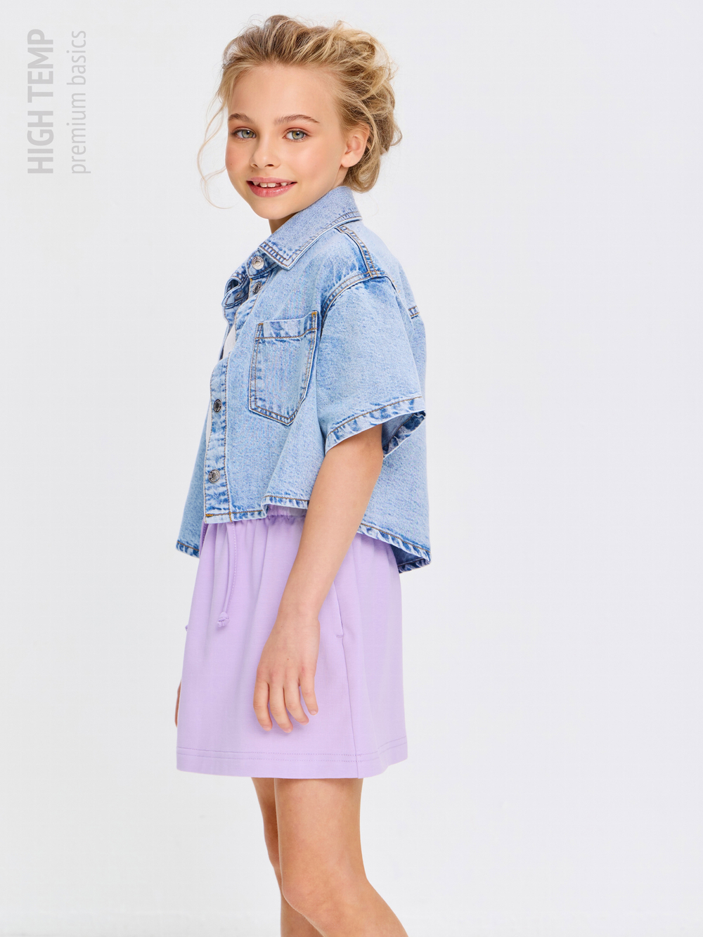 Мини юбка из футера с карманами