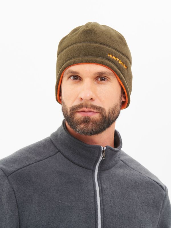 Шапка двухсторонняя ткань Флис цвет Хаки/Оранжевый