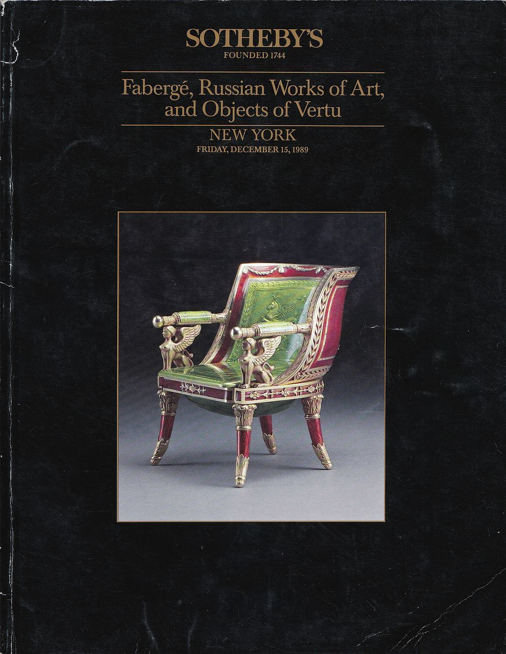 Каталог аукциона Sotheby's, Нью-Йорк, Фаберже, русское искусство и предметы роскоши от 15 декабря 1989 года